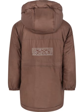 Raquette Brown Jacket For Kids With Silver Logo