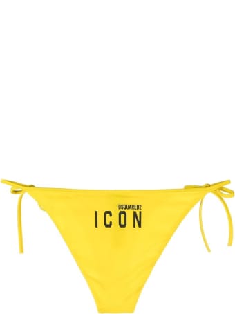 Dsquared2 Classic Yellow Swim Briefs With Logo Print