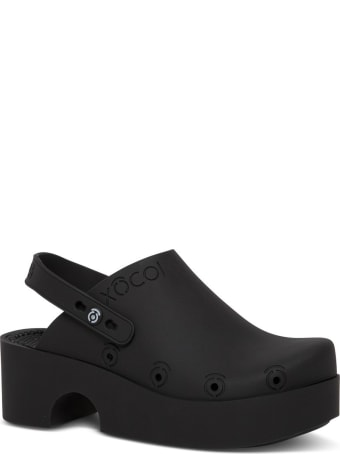 Xocoi Black Recycled Rubber Clogs With Logo
