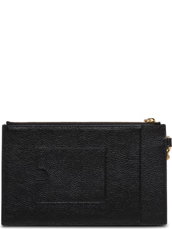 Balenciaga Black Leather Crossbody Card Holder With Logo