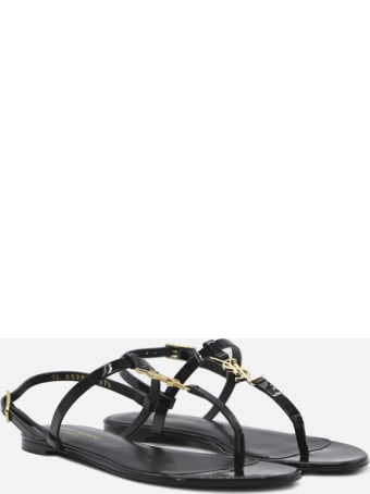 Saint Laurent Cassandra Sandals In Leather With Monogram