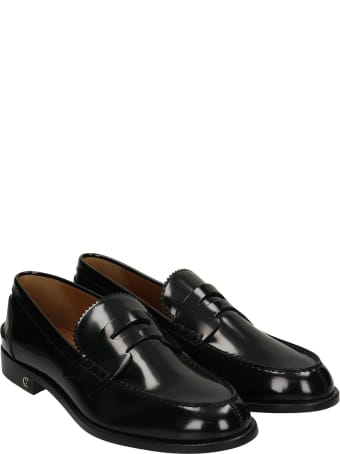 Christian Louboutin No Penny Flat Loafers In Black Leather