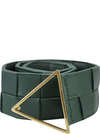 Bottega Veneta Triangle Buckled Woven Belt