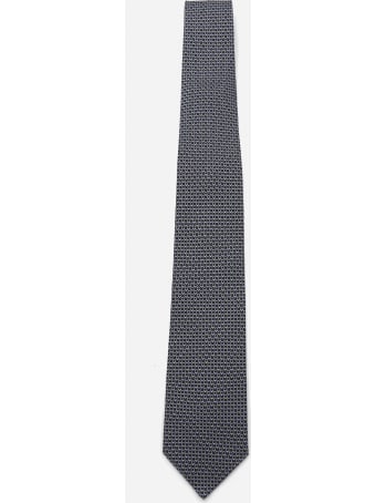 Salvatore Ferragamo Silk Tie With All-over Gancini Print