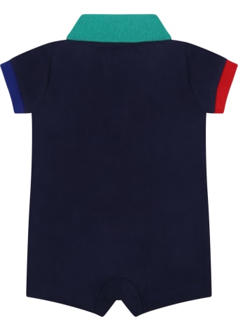Ralph Lauren Blue Romper For Baby With Pony Logo