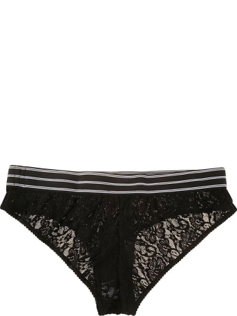 Dolce & Gabbana Ribbed Logo Waist Lace Bottom Underwear