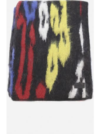 Saint Laurent Wool And Mohair Blend Scarf With All-over Multicolor Leopard Motif