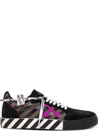 Off-White Low Vulcanized Black Leather And Fabric Sneakers