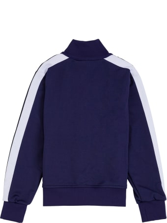 Palm Angels Blue And White Cotton Sweatshirt With Logo