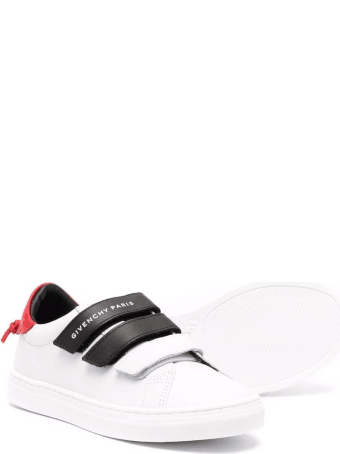Givenchy Kids White And Black Sneakers With Red Spoiler
