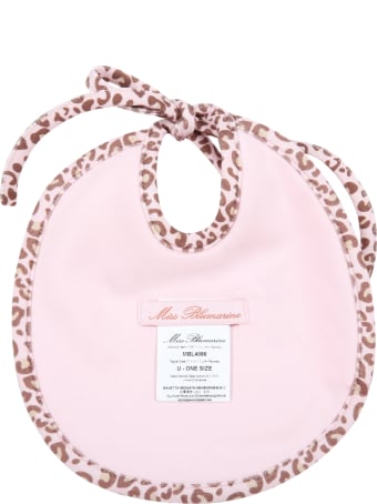 Blumarine Pink Bib For Baby Girl With Logo