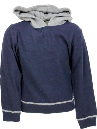 Liu-Jo Crewneck Sweater With Hood In Fleece-like Wool