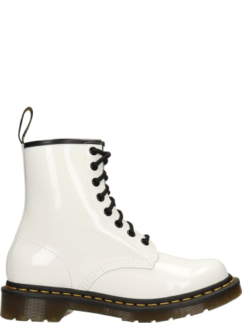 Dr. Martens 1460 Combat Boots In White Patent Leather
