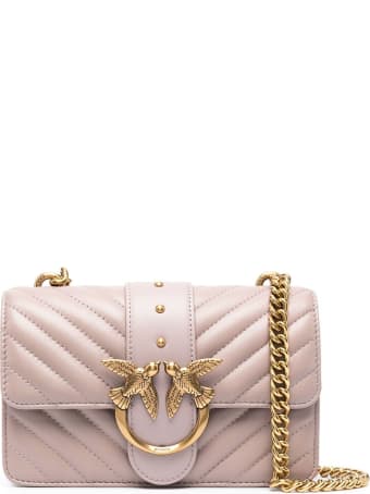 Pinko Love Crossbody Bag In Quilted Pink Leather