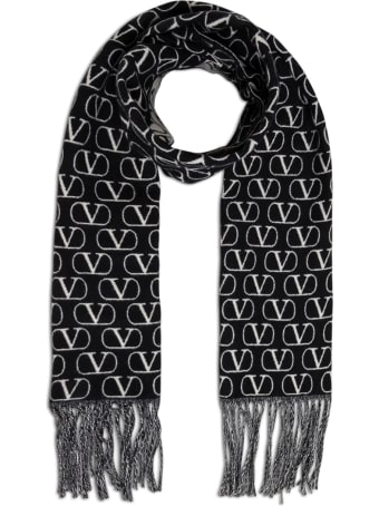 Valentino Garavani Bicolor Wool Scarf With Logo Print