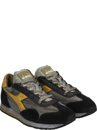 Diadora Equipe H Sneakers In Black Suede And Fabric