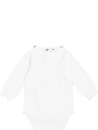 Tartine et Chocolat White Cotton Onesie With Embroidered Collar