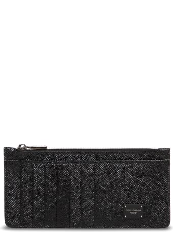 Dolce & Gabbana Black Leather Card Holder With Logo