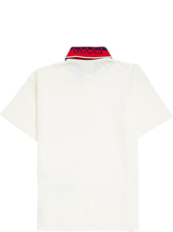 Gucci Cotton Polo Shirt With Blue And Red Collar