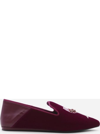 Kurt Geiger Velvet Loafers With Embroidery And Beads