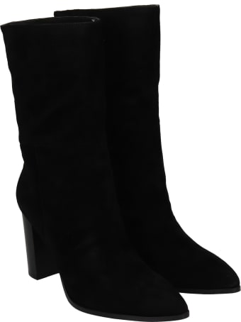 Bibi Lou High Heels Ankle Boots In Black Suede
