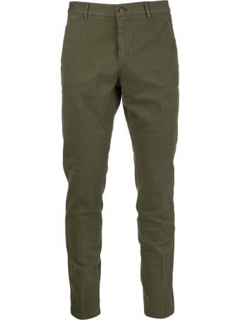 Cruna Marais Slim Fit Trousers In Green Stretch Cotton Gabardine