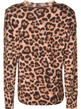 Blumarine Logo Studded Animalier Print Sweater