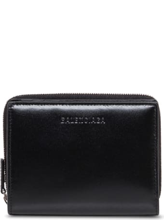 Balenciaga Black Leather Bifold Wallet With Logo