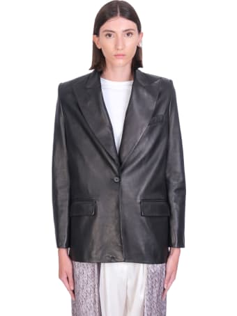 Magda Butrym Leather Jacket In Black Leather