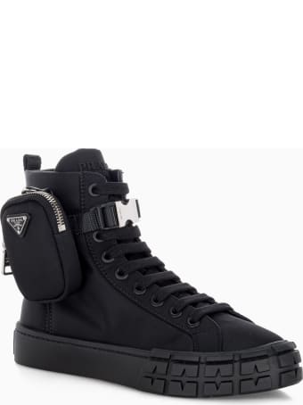 Prada Wheel Re-nylon Gabardine High-top Sneakers