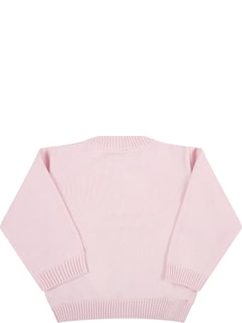 Fendi Pink Cardigan For Baby Girl With Embroidered Logo