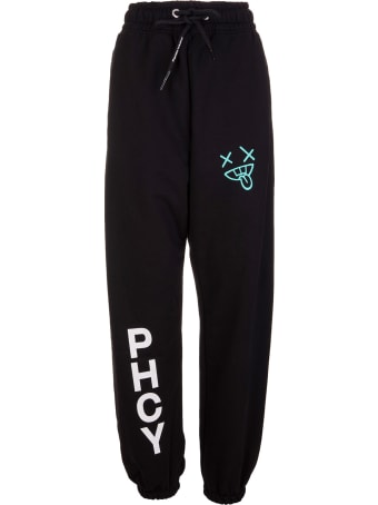 Pharmacy Industry Woman Black Slim Fit Joggers With Contrast Prints