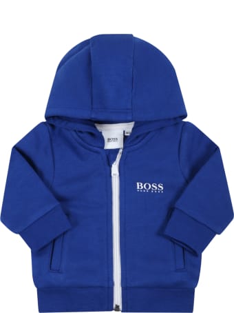 Hugo Boss Blue Suit For Baby Boy With White Logo