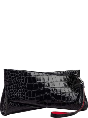 Christian Louboutin Black Cocco Printed Leather Loubitwist Clutch Bag