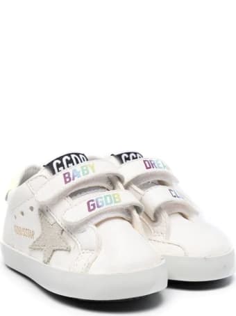 Golden Goose Newborn White Super-star Sneakers With Multicolor Baby Ggdb Print