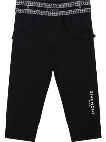 Givenchy Black Leggings For Baby Girl With Logo