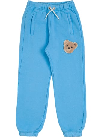 Palm Angels Light Blue Cotton Joggers With Teddy Bear Logo