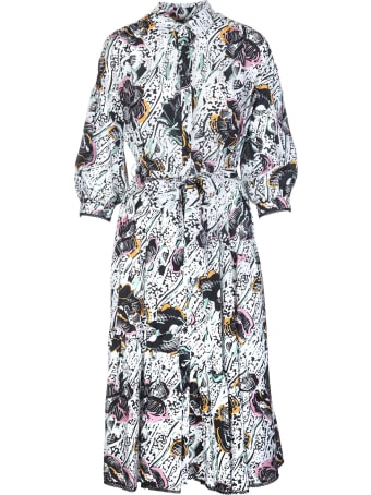 Diane Von Furstenberg Luna Midi Chemisier Dress In Cotton Patchwork Floral Medium Ivory