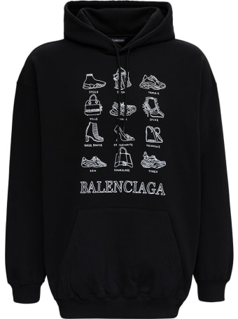 Balenciaga Black Jersey Hoodie With Print