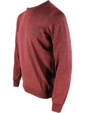 Barba Napoli Light Long-sleeved Crewneck Sweater In Wool And Silk