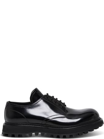 Dolce & Gabbana Shiny Black Leather Lace-up Shoes