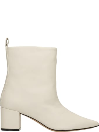 Marc Ellis Rivabella High Heels Ankle Boots In Beige Leather