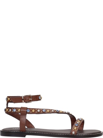 Lola Cruz Flats In Brown Leather
