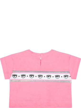 Chiara Ferragni Fuchsia T-shirt For Baby Girl With Iconic Eyes