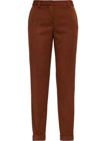 Tonello Brown Tailored Pants In Viscose Blend