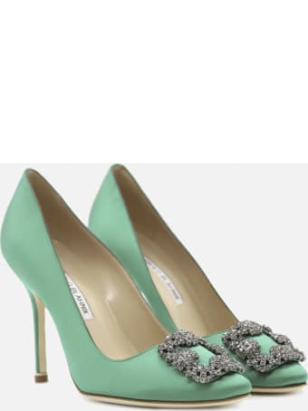 Manolo Blahnik Satin Hangisi Décolleté With Jewel Buckle