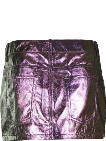 Saint Laurent 5 Pockets Shiny Short Skirt