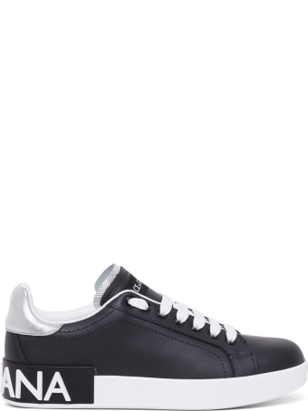 Dolce & Gabbana Black Leather Portofino Sneakers