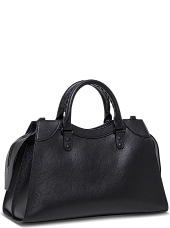 Balenciaga Neo Classic City Handbag In Black Hammered Leather