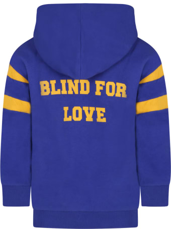 Gucci Blue Sweatshirt For Kids With Logo And Written